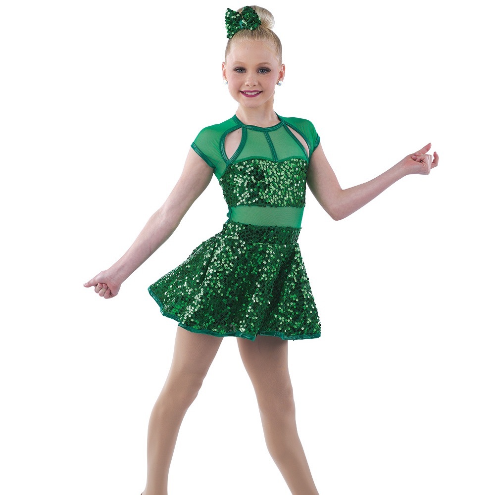 COPY - A Wish Come True - Rock this Town - Green Sequin Dance Costume with Flar…